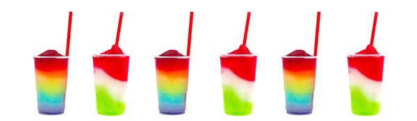 6 multi-coloured slushies