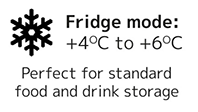 Fridge mode: +4&deg;C to +6&dep;C, Perfect for food and drink storage. Chiller Mode: -1&deg;C to +1&dep;C, Perfect for meat storage hanger included for hung meat. Freezer mode: -18&deg;C to -24&dep;C, The Factory set default for this range - performs as a traditional chest freezer