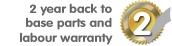 Manufacturers 2 Years Back to Base Parts & Labour Warranty