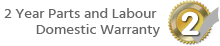 Manufacturers 2 Years Parts & Labour Domestic Warranty - 2 Years Parts Only For NON UK Mainland (including some areas of the Scottish Highlands) Postcodes