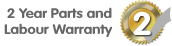 Manufacturers 2 Years Parts & Labour Warranty - 2 Years Parts Only For NON UK Mainland (including some areas of the Scottish Highlands) Postcodes