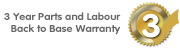 Manufacturers 3 Years Back to Base Parts & Labour  Warranty